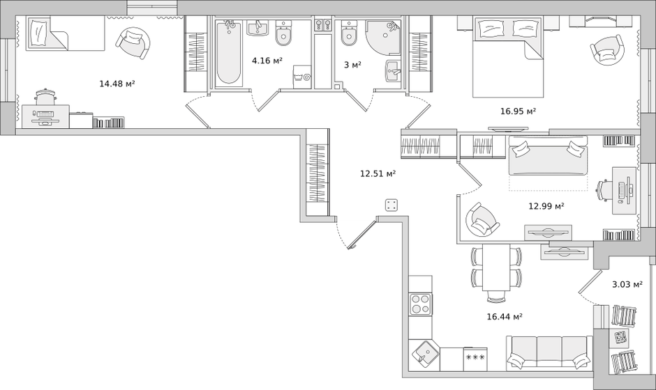 83,6 м², 3-комнатная квартира 11 183 138 ₽ - изображение 12