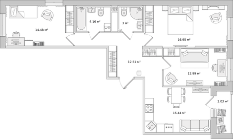 82,9 м², 3-комнатная квартира 11 545 211 ₽ - изображение 25