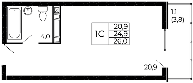 28 м², квартира-студия 4 200 000 ₽ - изображение 52