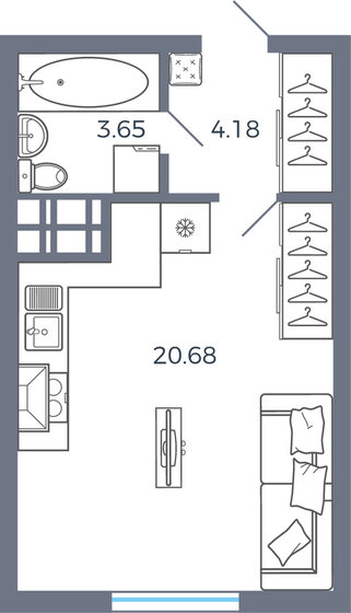 28,5 м², 1-комнатная квартира 3 418 744 ₽ - изображение 11