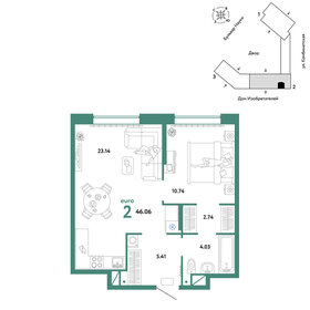 Квартира 46,1 м², 2-комнатная - изображение 1