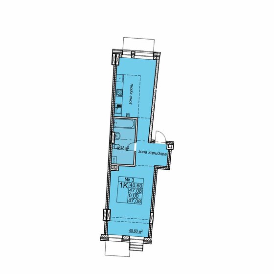 47,1 м², 1-комнатная квартира 16 950 000 ₽ - изображение 1