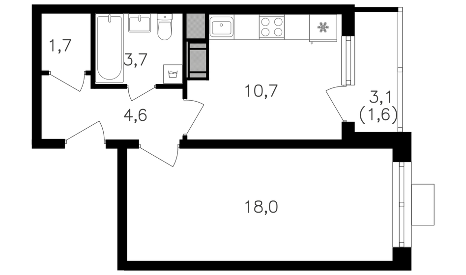 41,1 м², 1-комнатная квартира 18 289 500 ₽ - изображение 22