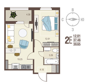 38,7 м², 1-комнатная квартира 5 700 000 ₽ - изображение 23