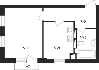 40,4 м², 1-комнатная квартира 7 070 000 ₽ - изображение 33