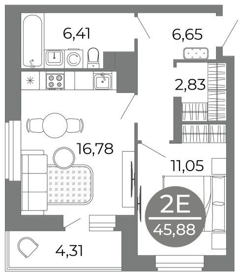 44,7 м², 2-комнатная квартира 5 696 553 ₽ - изображение 16