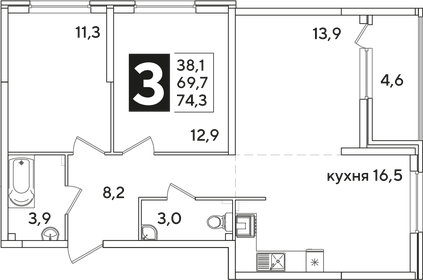 67 м², 3-комнатная квартира 6 200 000 ₽ - изображение 94