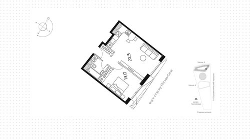 Квартира 43,7 м², 2-комнатные - изображение 1