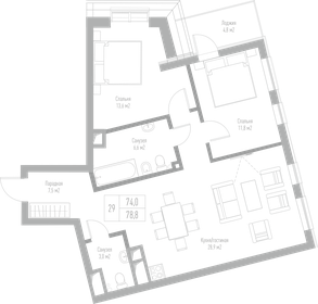 81,4 м², 2-комнатная квартира 17 507 450 ₽ - изображение 10