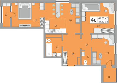 84,3 м², 4-комнатная квартира 5 207 211 ₽ - изображение 3