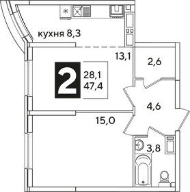 50 м², 2-комнатная квартира 7 500 000 ₽ - изображение 96