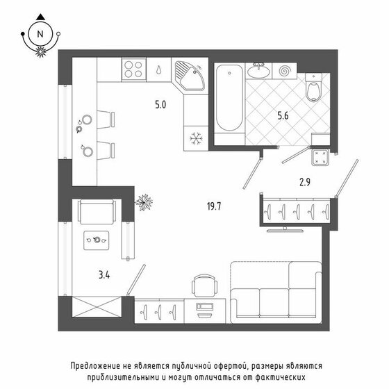 34,9 м², 1-комнатная квартира 11 037 530 ₽ - изображение 1