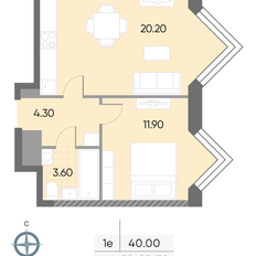 Квартира 40 м², 1-комнатная - изображение 2