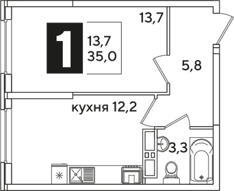 34,9 м², 1-комнатная квартира 7 000 000 ₽ - изображение 71