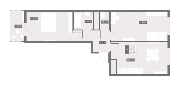 77,1 м², 3-комнатная квартира 8 342 000 ₽ - изображение 105