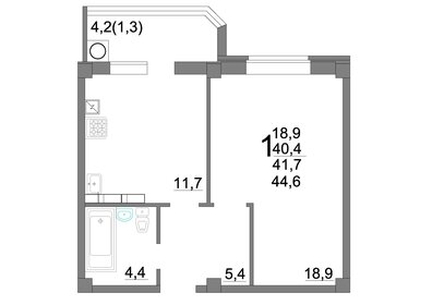 41 м², 1-комнатная квартира 4 300 000 ₽ - изображение 86