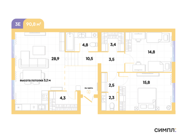91,6 м², 2-комнатная квартира 13 720 000 ₽ - изображение 16