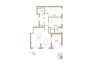 97 м², 4-комнатная квартира 9 780 000 ₽ - изображение 81