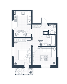 45,2 м², 2-комнатная квартира 4 600 000 ₽ - изображение 94