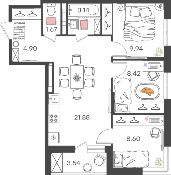 60,3 м², 4-комнатная квартира 6 542 608 ₽ - изображение 15