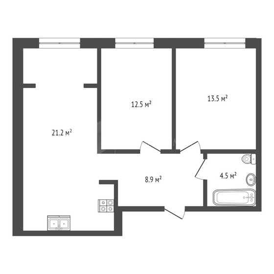 64,2 м², 2-комнатная квартира 7 100 000 ₽ - изображение 1