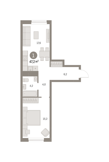 47,2 м², 1-комнатная квартира 9 030 000 ₽ - изображение 15