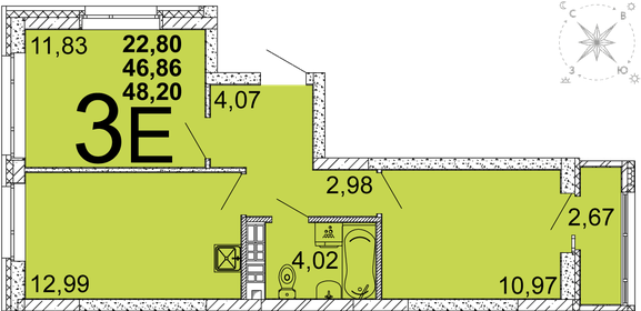 Квартира 48,2 м², 2-комнатная - изображение 1