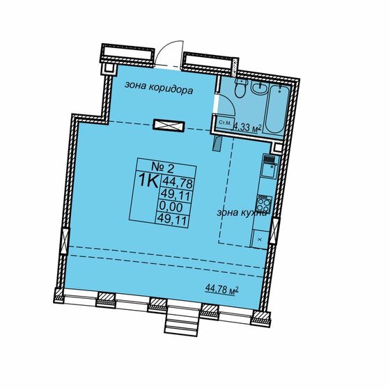 49,1 м², 1-комнатная квартира 17 680 000 ₽ - изображение 1