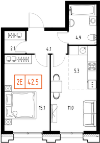 Квартира 42,5 м², 2-комнатная - изображение 2