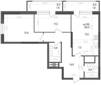 50,4 м², 2-комнатная квартира 6 800 000 ₽ - изображение 58