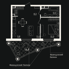 55,9 м², 2-комнатная квартира 11 500 000 ₽ - изображение 116