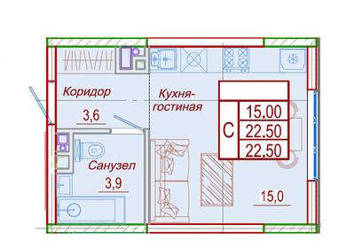 23 м², квартира-студия 3 000 000 ₽ - изображение 124