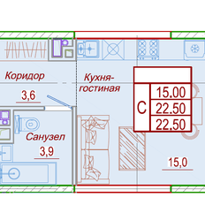 Квартира 22,5 м², студия - изображение 5