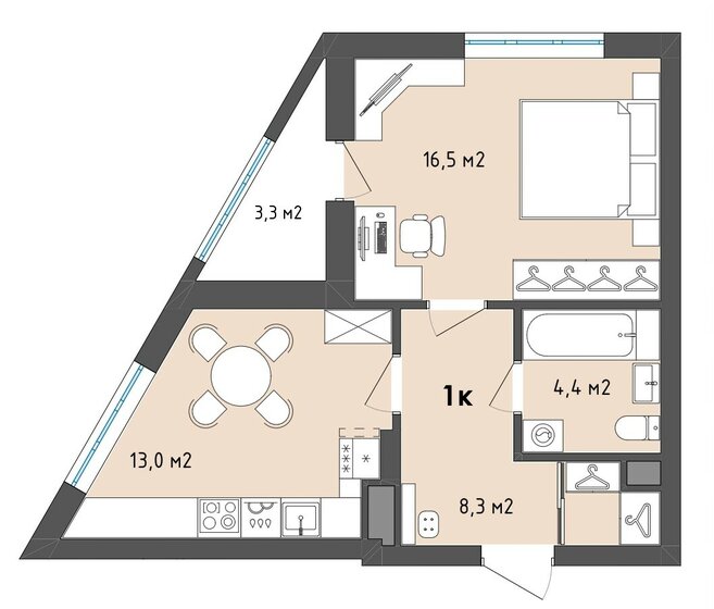 43,9 м², 1-комнатная квартира 5 375 994 ₽ - изображение 1