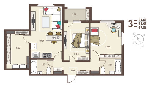 70,7 м², квартира-студия 5 150 000 ₽ - изображение 123