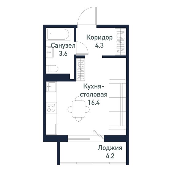 24,3 м², квартира-студия 3 510 000 ₽ - изображение 29