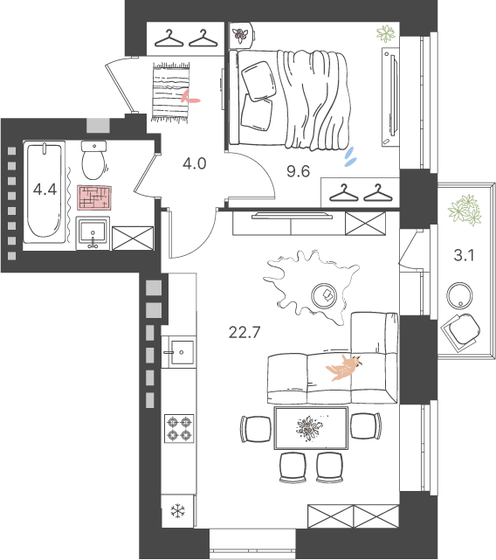 41,6 м², 1-комнатная квартира 5 722 080 ₽ - изображение 9