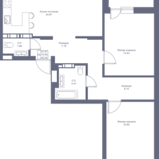 Квартира 81,7 м², 3-комнатная - изображение 3