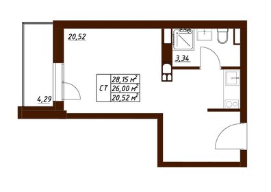 Квартира 28,2 м², студия - изображение 1