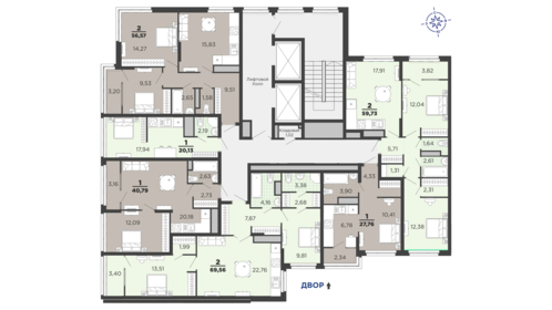 59 м², 2-комнатная квартира 6 999 000 ₽ - изображение 71