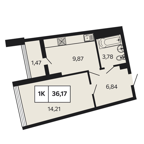 36,2 м², 1-комнатная квартира 12 840 350 ₽ - изображение 1