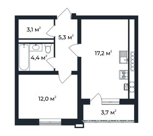 Квартира 43,9 м², 1-комнатная - изображение 1