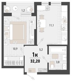 Квартира 32,2 м², 1-комнатная - изображение 1