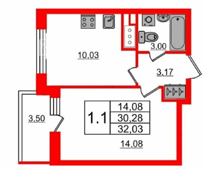 32 м², 1-комнатная квартира 10 835 000 ₽ - изображение 1