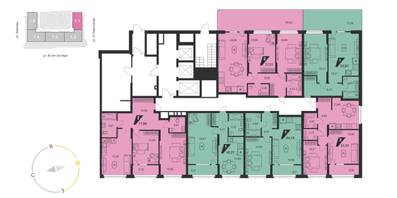 45,6 м², 1-комнатная квартира 6 703 200 ₽ - изображение 66