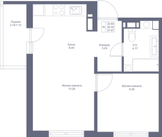 37,7 м², 1-комнатная квартира 7 119 630 ₽ - изображение 36