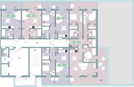 45,5 м², 1-комнатные апартаменты 10 652 400 ₽ - изображение 24