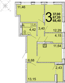 Квартира 68,4 м², 3-комнатная - изображение 1