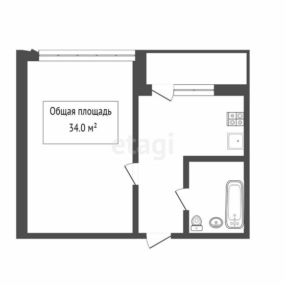 31,9 м², 1-комнатная квартира 3 900 000 ₽ - изображение 1