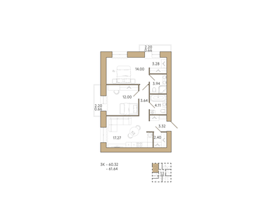 63,4 м², 3-комнатная квартира 7 546 980 ₽ - изображение 61